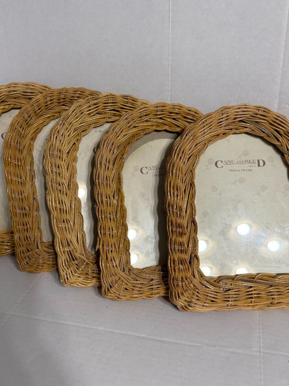 Vintage Woven Wicker Rattan 5x7 Picture Frame LOT 5 Boho Coastal  Grandmacore  L